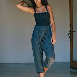 Free People Dark Gray Capri Jumpsuit